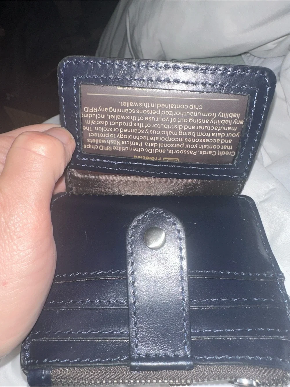 NWT Patricia Nash Navy Floral Leather Card Wallet zipper pocket le fleur nice